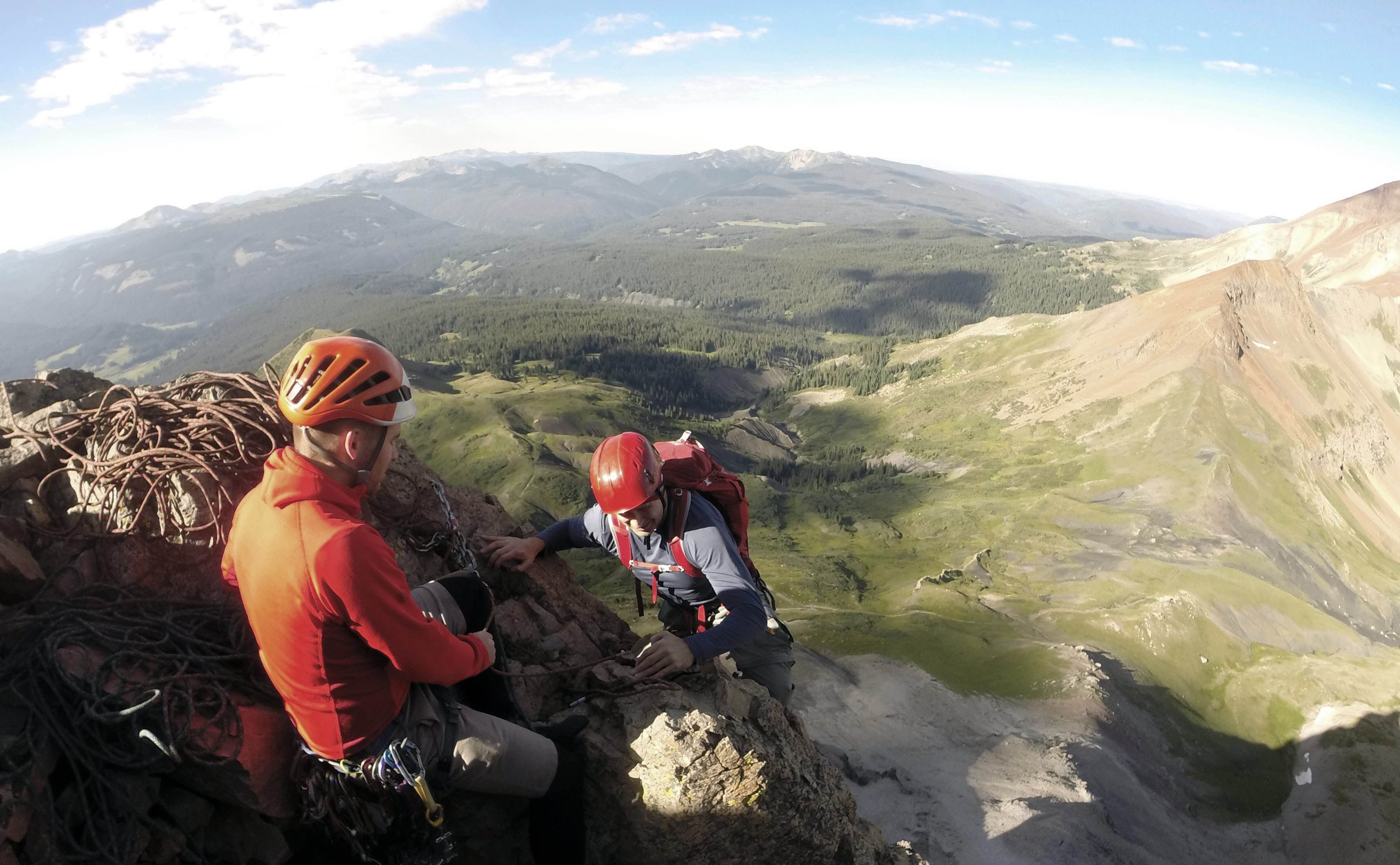 Ben's go pro snaps this shot of Ryan at the rap station and me reaching it.